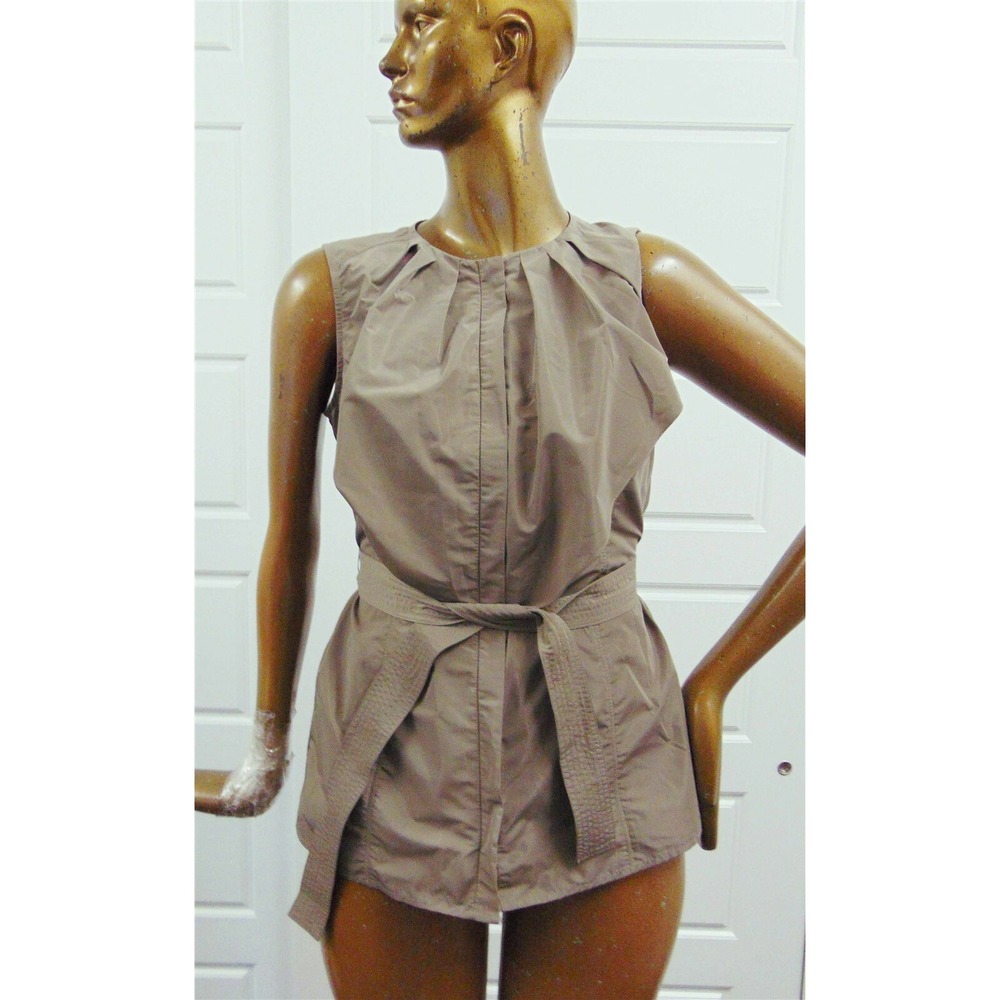 New LaFayette 148 Khaki Nylon Belted Vest sz 42